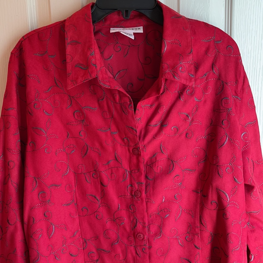 NWOT SAG HARBOR BEAUTIFUL RED L/S BLOUSE SZ XL